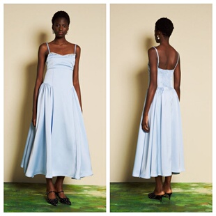 名品SJ 03.28 正品 吊带梦幻天丝缎中长裙 新款 时尚 女装 英国代购