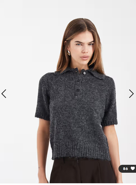 英国代购正品01.15 2026潮流导向 女装新款 休闲短袖针织翻领套衫