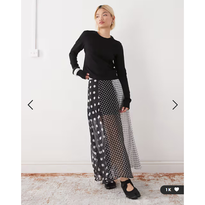 英国代购正品03.02 2026潮流导向 女装新款 拼接波点长款半身裙