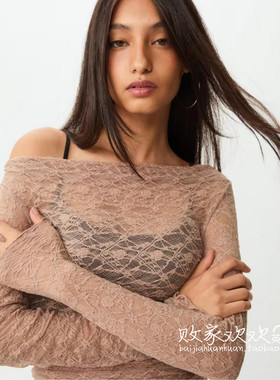英国代购正品10.06 2025潮流导向 女装新款 时尚蕾丝长袖打底衫