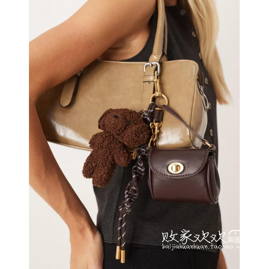 英国代购正品11.12 2025潮流导向 女包新款 设计迷你包熊熊钥匙扣