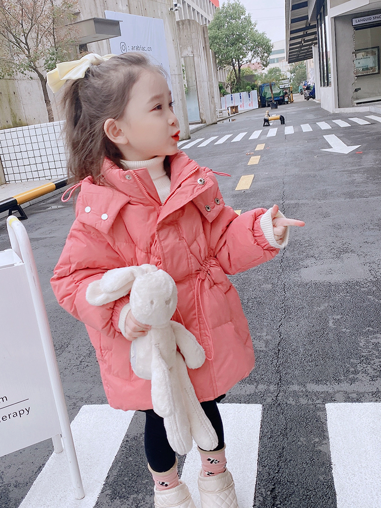 女宝宝90羽绒棉服2021连帽棉服