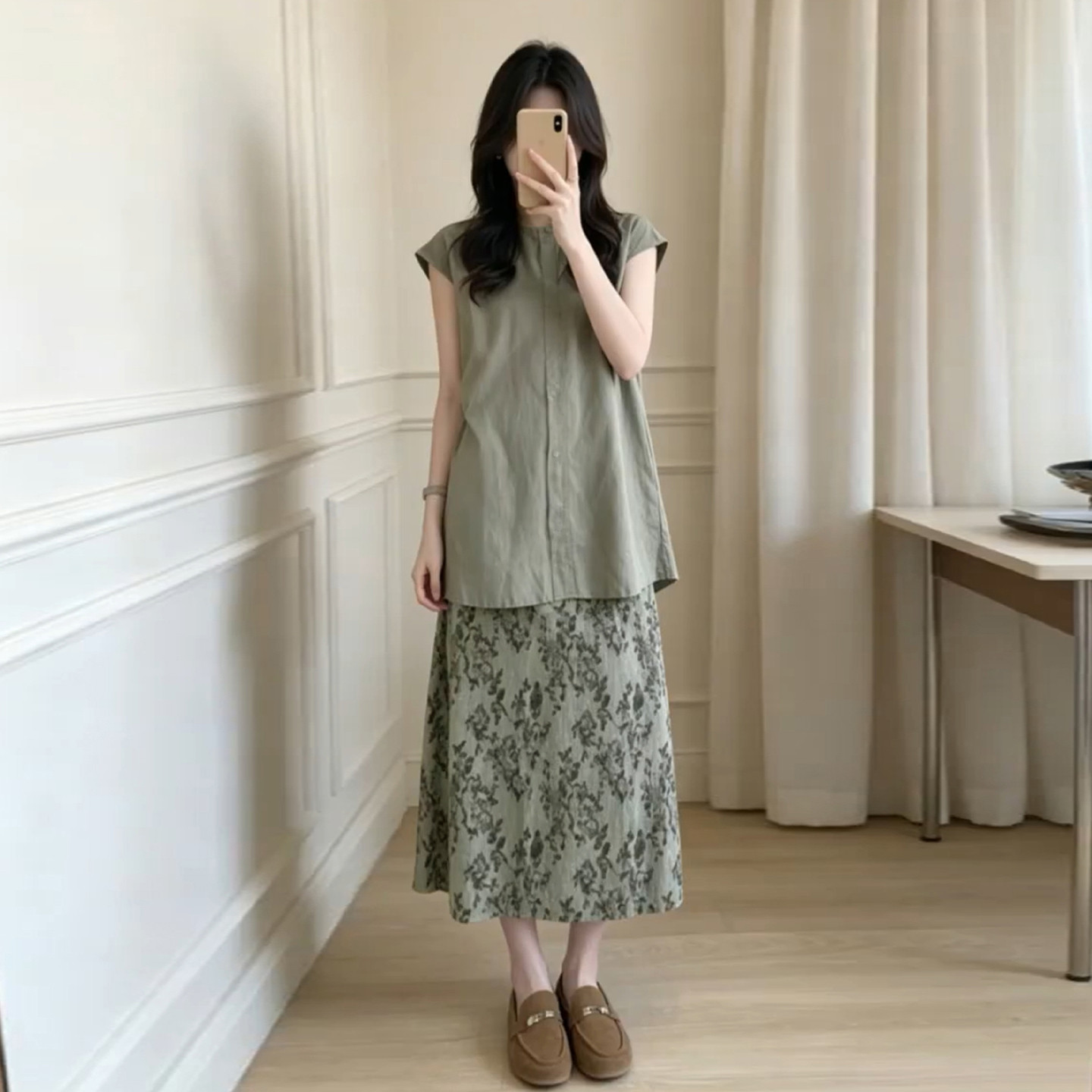 2026新款巨好看绿色碎花