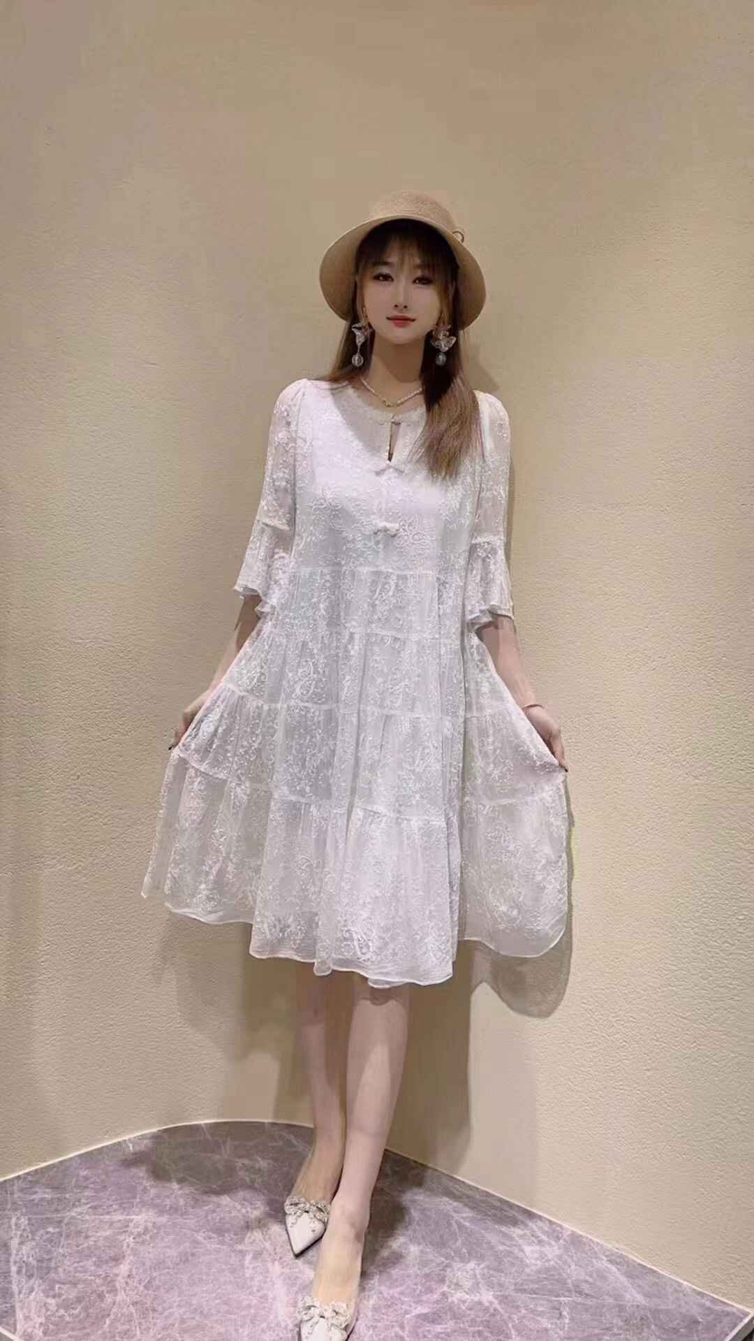 100真丝桑蚕丝连衣裙女2024新款新中式国风小个子真丝连衣裙夏