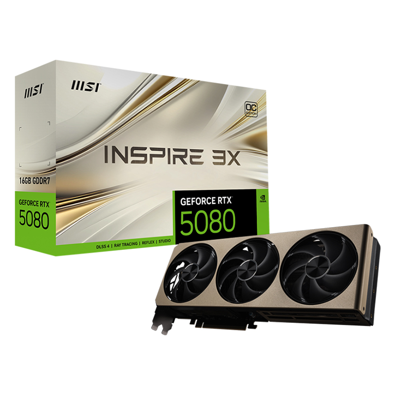 微星RTX5080 16G INSPIRE 3X OC硬派师电竞游戏设计智能学习显卡