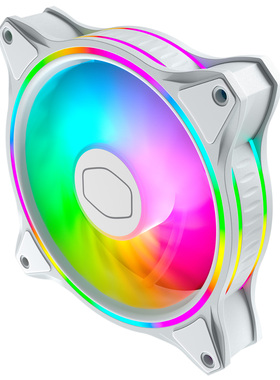 酷冷至尊 MF120/140 Halo黑白色单体机箱静音RGB炫光灯效散热风扇