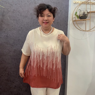 薄款 圆领套头上衣女士夏季 微透上衣宽松中老年 时尚 母亲节妈妈装