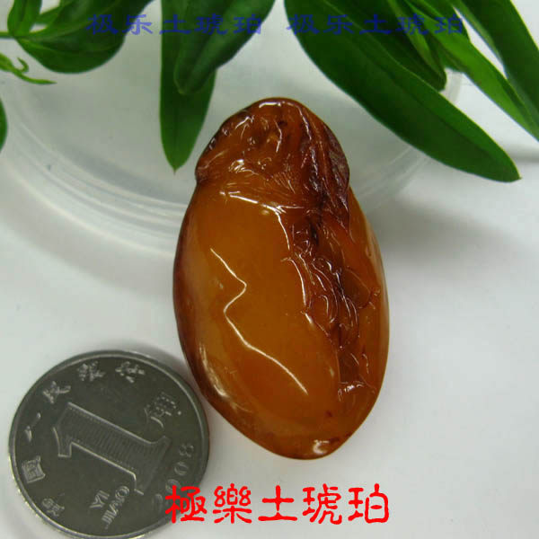 【极乐土琥珀】163天然老蜜蜡吊坠 四季豆 蜜蜡吊坠 波罗的海保真