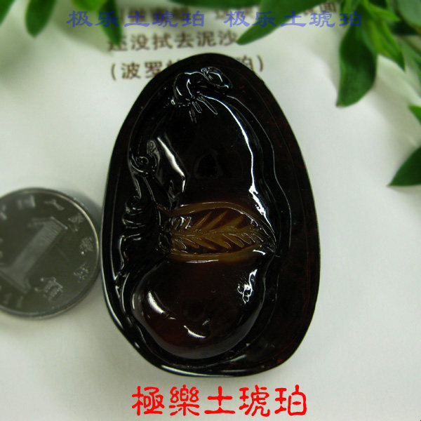 【极乐土琥珀】3121天然金绞蜜吊坠 四季豆 天然琥珀蜜蜡吊坠