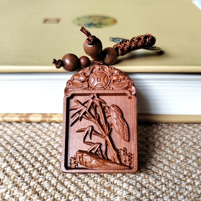 桃木节节高升钥匙扣一鸣惊人挂件