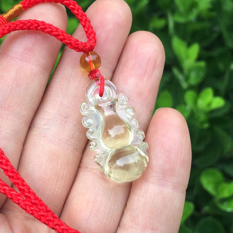 葫芦吊坠项链黄水晶挂件饰品女士