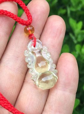 葫芦吊坠项链黄水晶挂件饰品女士