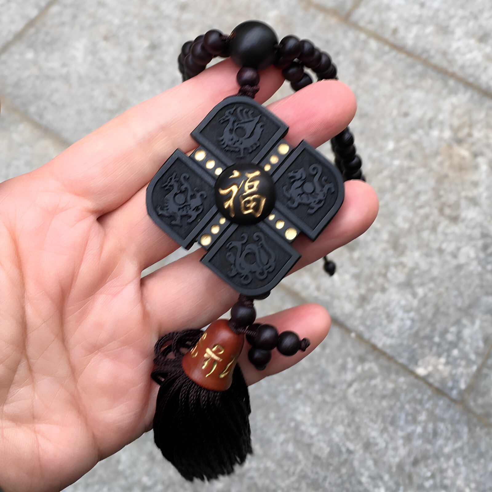 四神兽木雕挂件黑桃木工艺品饰品