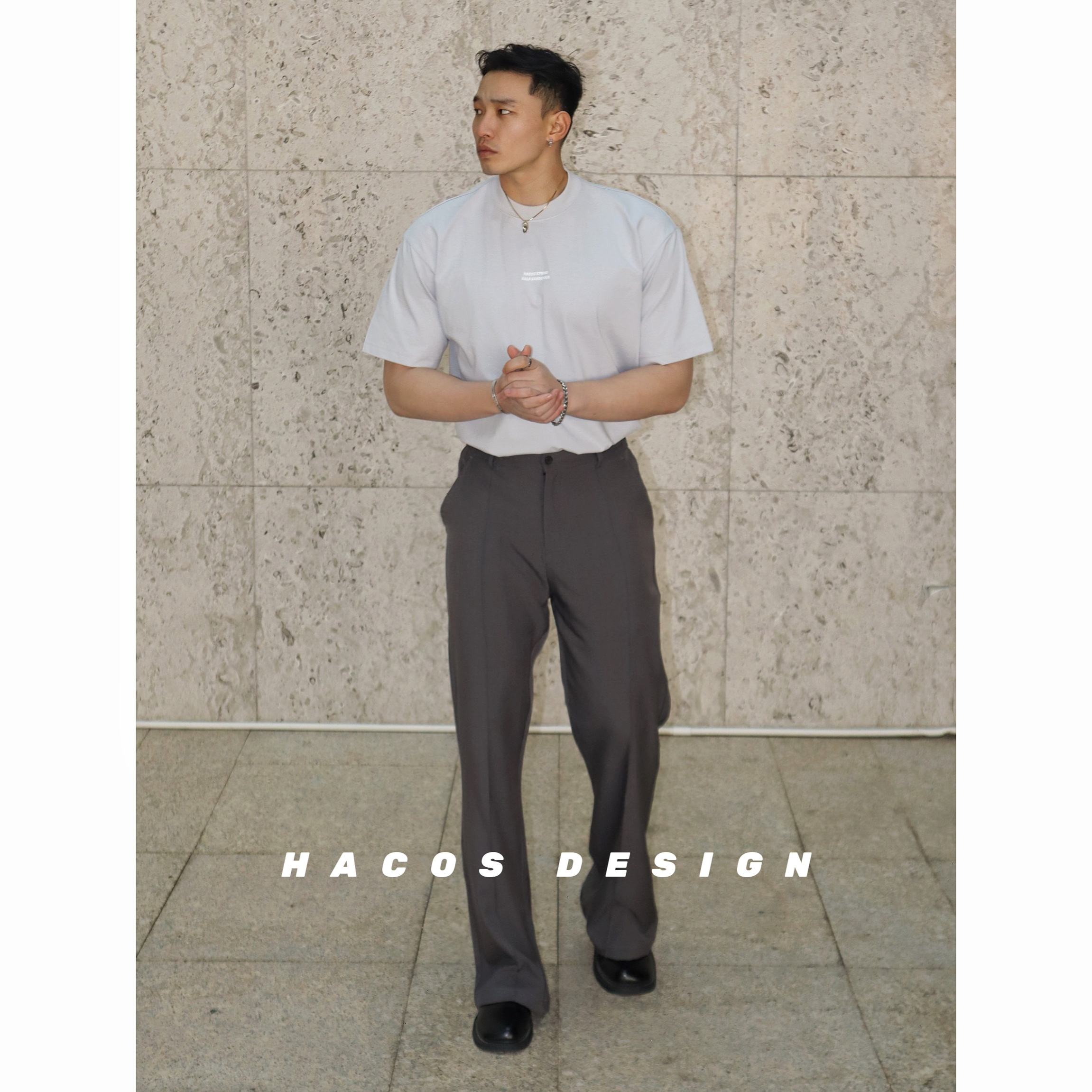 HACOS2025新款凉感速干纯色T恤户外防晒速干简约运动风cleanfit