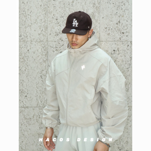 HACOS美式 冲锋衣防水连帽夹克男上衣运动休闲基础百搭外套秋冬