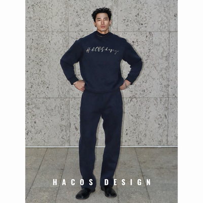 HACOS重磅加绒卫衣套装BOXY短宽版型加厚宽松保暖卫衣显大健身服