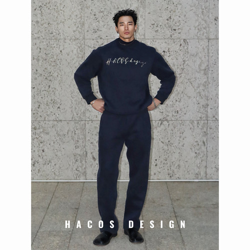 HACOS重磅加绒卫衣套装BOXY短宽版型加厚宽松保暖卫衣显大健身服
