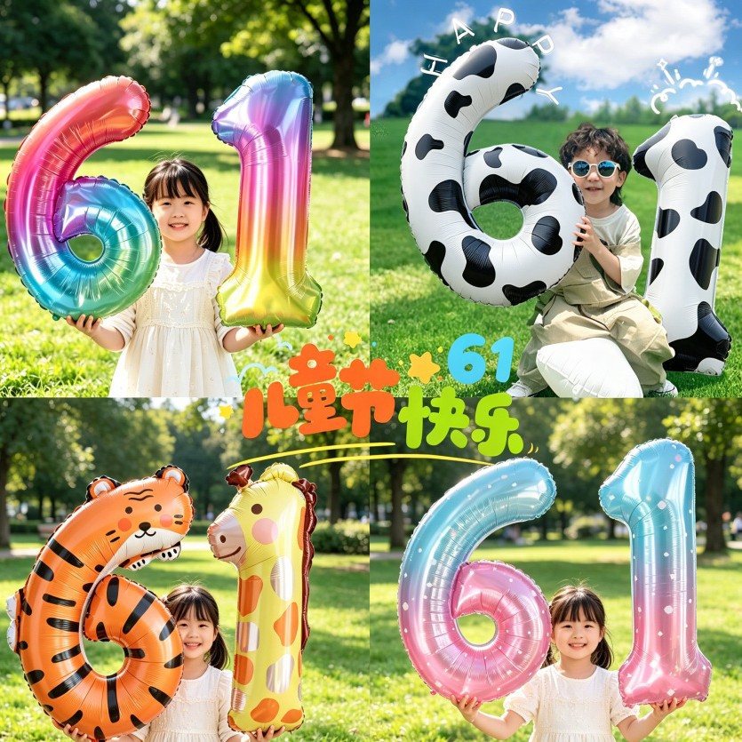 六一儿童节数字气球幼儿园教室