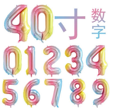 40寸仿美渐变色数字气球