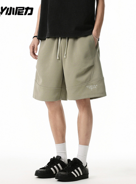 NELY小尼力美式ins潮牌字母休闲短裤男夏百搭宽松直筒运动五分裤