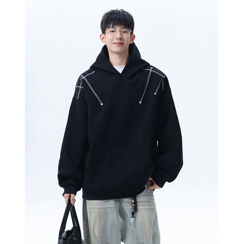 纯色潮牌明显哈苏线连帽卫衣