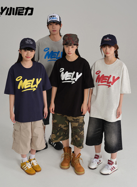NELY小尼力2026夏潮牌新款宽松纯棉260g短袖T恤男女字母情侣上衣
