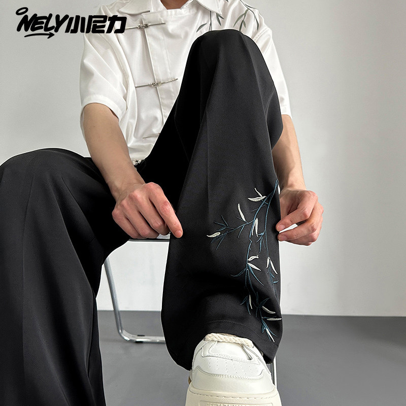 小尼力新中式长裤男夏季薄款直筒西装裤2025新款国风凉感休闲裤子