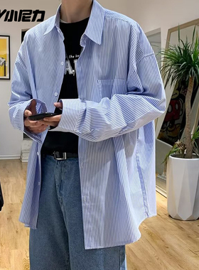 NELY小尼力条纹衬衫男女设计感小众2026秋季新款宽松休闲衬衣上衣