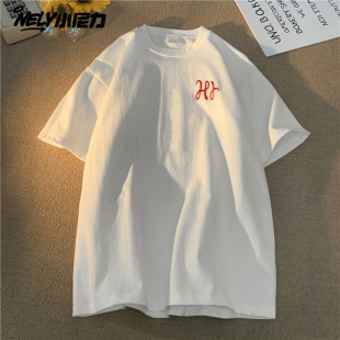 上衣服宽松白色体恤半袖 夏季 短袖 NELY小尼力潮牌t恤男女2026新款