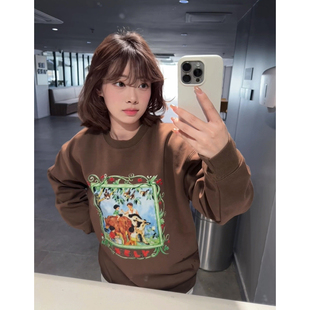 上衣 宽松休闲情侣长袖 oms美式 潮牌卡通趣味插画圆领卫衣秋冬新款