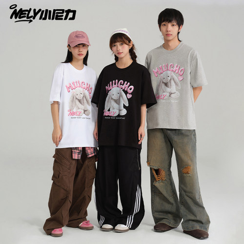 兔兔玩偶印花短袖2026新款潮流