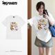 纯棉学生体恤 T恤男女2026夏季 NELY小尼力美式 潮卡通猫咪印花短袖