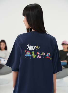 美式高街创意涂鸦短袖t恤男女2026夏季新款ins潮流设计感半袖上衣