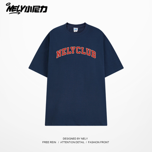 宽松痞帅情侣半袖 小尼力美式 ins复古字母印花国潮纯棉T恤男女夏季