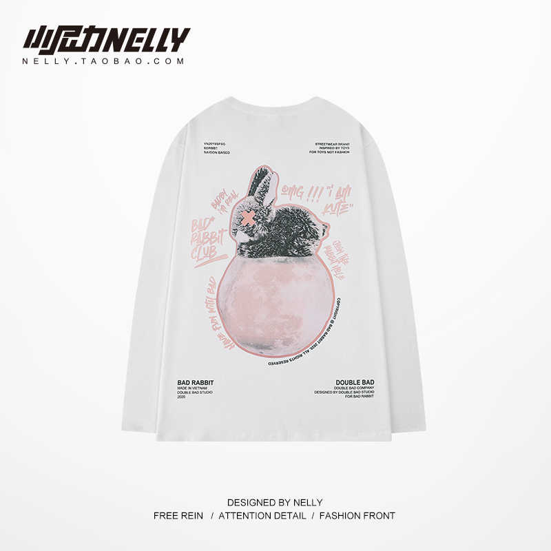 ins纯棉t恤男士长袖2024新款衣服