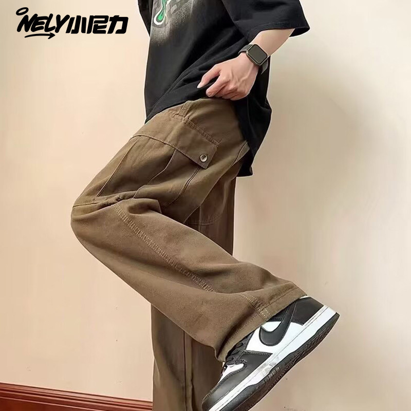小尼力多口袋美式复古设计感工装裤男女宽松高街vibe直筒休闲裤,男装,休闲裤,淘宝优惠券,粉丝福利购,淘宝优惠卷