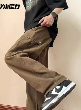 小尼力多口袋美式复古设计感工装裤男女宽松高街vibe直筒休闲裤