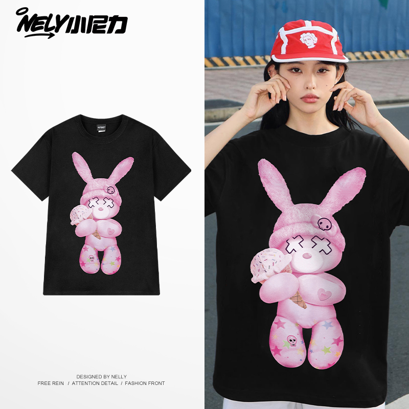 可爱甜美风t恤兔子印花短袖
