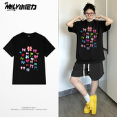 宽松纯棉上衣服ins 夏季 NELY小尼力蝴蝶结印花短袖 t恤男女2026新款