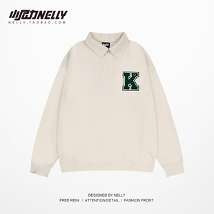 外套bf 无帽ins潮牌上衣宽松情侣装 polo领卫衣男女2025春秋季 新款