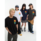 半袖 2026新款 上衣宽松休闲体恤tee潮 T恤男女夏季 纯棉彩色字母短袖