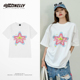 高街宽松情侣上衣体恤 t恤女夏季 美式 复古oversize五角星印花短袖