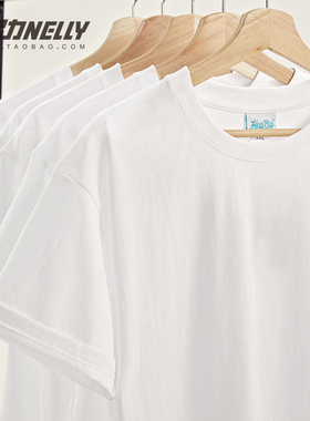 重磅纯色不透纯棉圆领短袖T恤厚实纯白打底衫t男女款体恤上衣男女