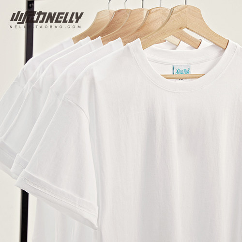 重磅纯色不透圆领短袖t打底衫