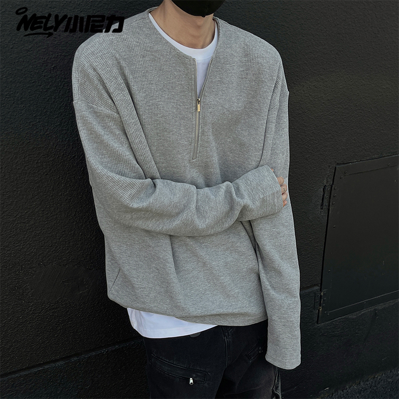 小尼力复古半拉链长袖T恤