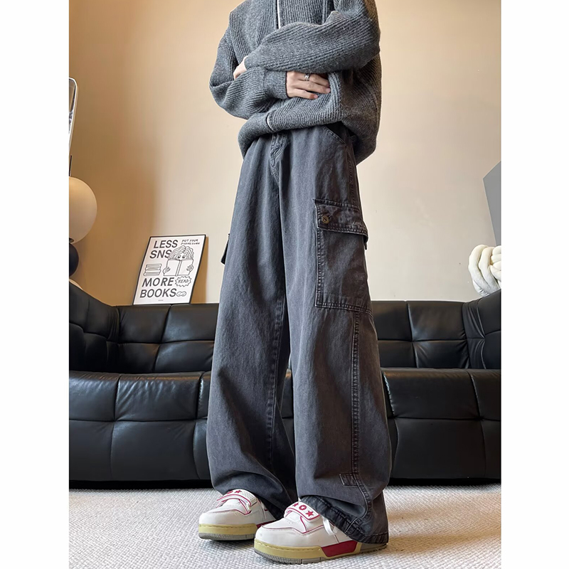 小尼力复古黑色牛仔长裤