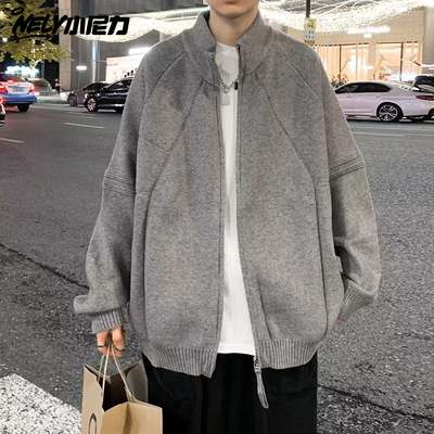 慵懒风简约百搭拉链立领毛衣