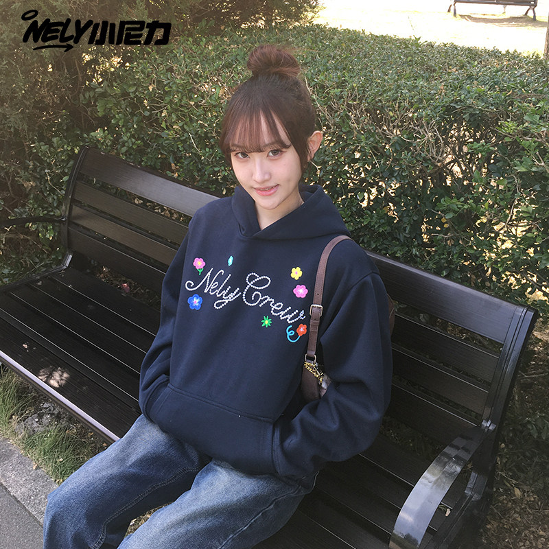 美式高街花卉刺绣连帽卫衣男女秋冬2026新款潮牌宽松情侣款外套