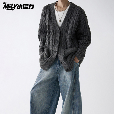 小尼力复古潮牌麻花毛衣