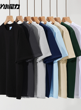 NELY小尼力重磅260g短袖T恤男女纯棉2026新款宽松夏季内搭打底衫
